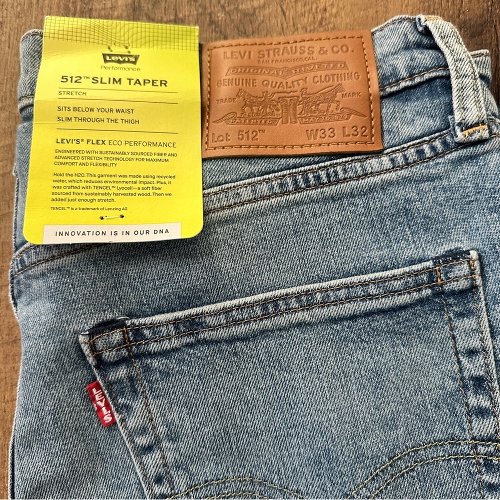 NWT Levi’s Men 512 Slim Taper Jeans size 33 X 32 New with tags